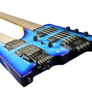 Custom Diplomat Blue Burst Double Neck Headless 4 String Bass Neck 6 String Guitar Neck