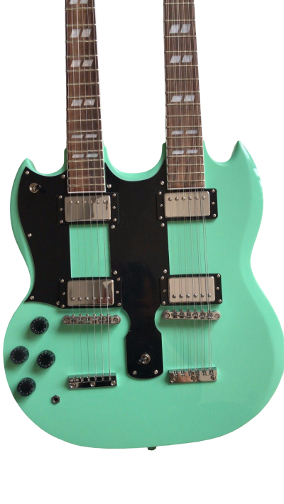 Custom Crown SG EDS2550 Alex Lifeson Sea Foam Green Double Neck 12 6 String Guitar