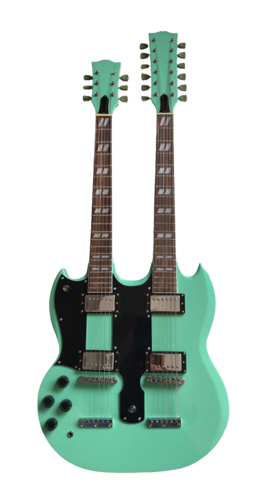 Custom Crown SG EDS2550 Alex Lifeson Sea Foam Green Double Neck 12 6 String Guitar - Image 7