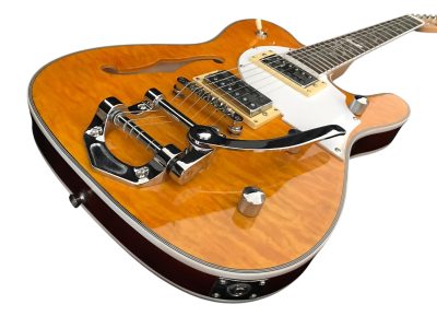 Custom Regent Deluxe Fhole Yellow Quilted Maple Top Tremolo Guitar - Image 2