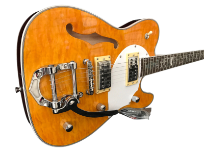 Custom Regent Deluxe Fhole Yellow Quilted Maple Top Tremolo Guitar - Image 3