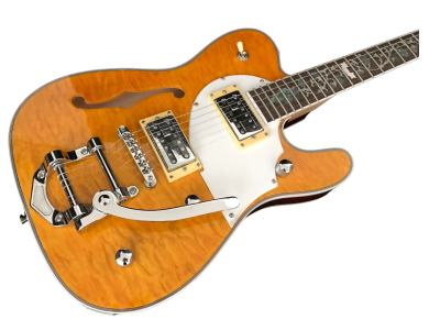 Custom Regent Deluxe Fhole Yellow Quilted Maple Top Tremolo Guitar