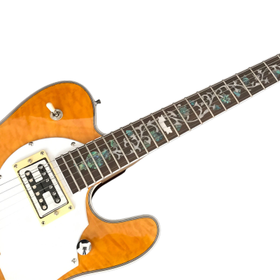 Custom Regent Deluxe Fhole Yellow Quilted Maple Top Tremolo Guitar - Image 7