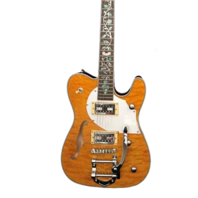 Custom Regent Deluxe Fhole Yellow Quilted Maple Top Tremolo Guitar - Image 8