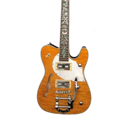 Custom Regent Deluxe Fhole Yellow Quilted Maple Top Tremolo Guitar - Image 8