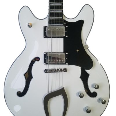 Custom Tourmaline Viking Semi Hollow Body Electric Guitar Crisp White Finish