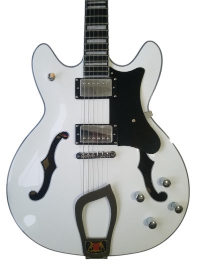 Custom Tourmaline Viking Semi Hollow Body Electric Guitar Crisp White Finish