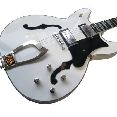Custom Tourmaline Viking Semi Hollow Body Electric Guitar Crisp White Finish - Image 6