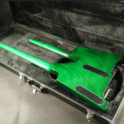 Custom Diplomat Green Burst Double Neck Headless 4 String Bass Neck 6 String Guitar Neck - Image 3