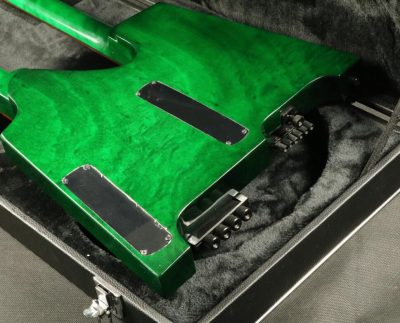 Custom Diplomat Green Burst Double Neck Headless 4 String Bass Neck 6 String Guitar Neck - Image 5