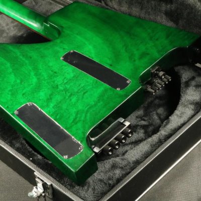 Custom Diplomat Green Burst Double Neck Headless 4 String Bass Neck 6 String Guitar Neck - Image 5