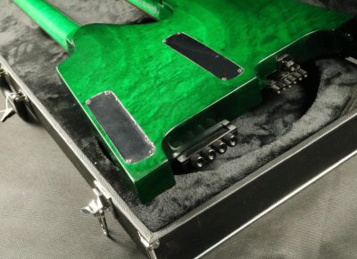 Custom Diplomat Green Burst Double Neck Headless 4 String Bass Neck 6 String Guitar Neck - Image 6