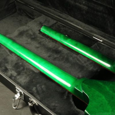 Custom Diplomat Green Burst Double Neck Headless 4 String Bass Neck 6 String Guitar Neck - Image 8