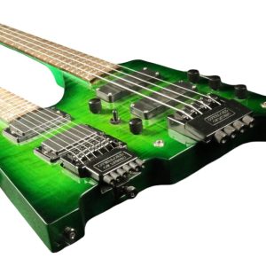 Custom Diplomat Green Burst Double Neck Headless 4 String Bass Neck 6 String Guitar Neck