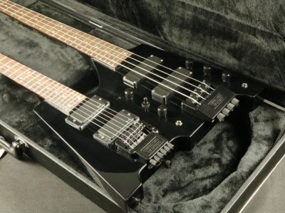 Custom Diplomat Black Double Neck Headless 4 String Bass Neck 6 String Guitar Neck - Image 4