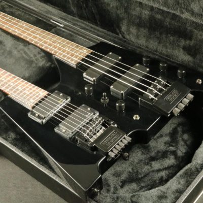 Custom Diplomat Black Double Neck Headless 4 String Bass Neck 6 String Guitar Neck - Image 4