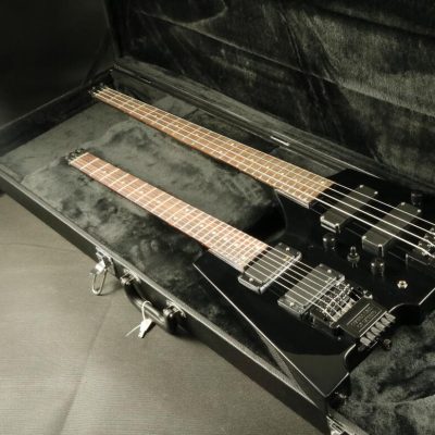 Custom Diplomat Black Double Neck Headless 4 String Bass Neck 6 String Guitar Neck - Image 6