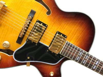 Custom Crown ES350 Tiger Maple Top Sunburst Semi Hollow Jazz Fhole Guitar - Image 5