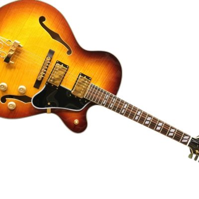 Custom Crown ES350 Tiger Maple Top Sunburst Semi Hollow Jazz Fhole Guitar - Image 6