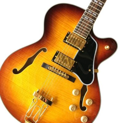 Custom Crown ES350 Tiger Maple Top Sunburst Semi Hollow Jazz Fhole Guitar
