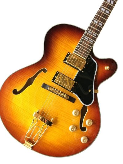 Custom Crown ES350 Tiger Maple Top Sunburst Semi Hollow Jazz Fhole Guitar