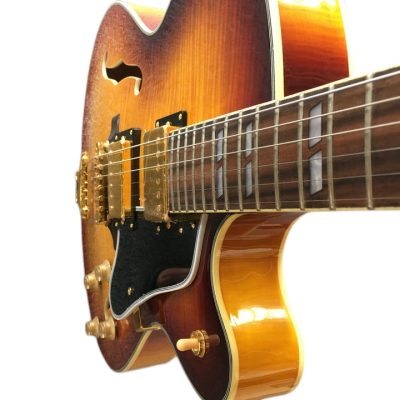 Custom Crown ES350 Tiger Maple Top Sunburst Semi Hollow Jazz Fhole Guitar - Image 9