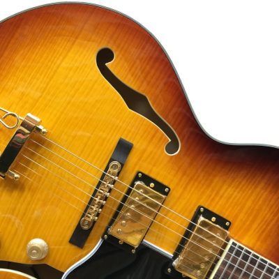 Custom Crown ES350 Tiger Maple Top Sunburst Semi Hollow Jazz Fhole Guitar - Image 15