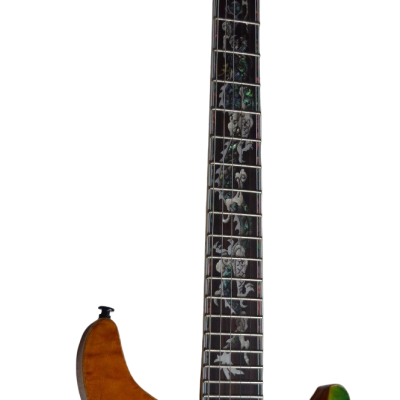 Custom Monarch Prism Orange Yellow Green Blue Flame Maple Top Tremolo Guitar - Image 4