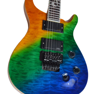 Custom Monarch Prism Orange Yellow Green Blue Flame Maple Top Tremolo Guitar