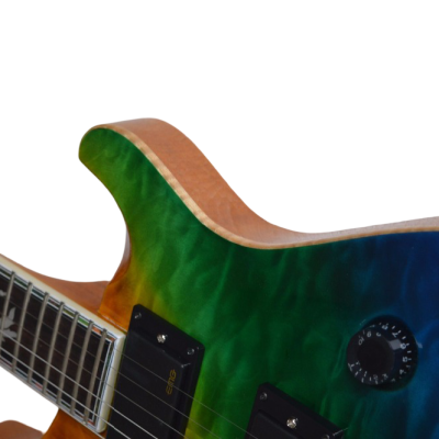 Custom Monarch Prism Orange Yellow Green Blue Flame Maple Top Tremolo Guitar - Image 6