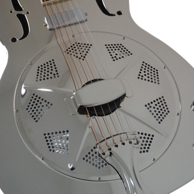 Custom Cobalt Resonator Chrome Plated Brass Body Fholes Guitar Resophonic Single Cone - Image 4