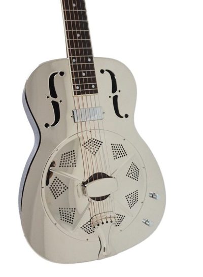 Custom Cobalt Resonator Chrome Plated Brass Body Fholes Guitar Resophonic Single Cone
