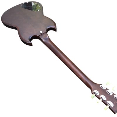 Custom Crown SGJ Chocolate Brown Satin Finish Zebra Coil Humbucker Pickups Guitar - Image 4