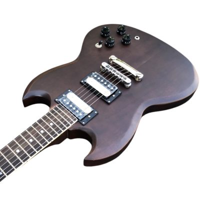 Custom Crown SGJ Chocolate Brown Satin Finish Zebra Coil Humbucker Pickups Guitar - Image 7