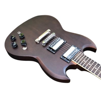 Custom Crown SGJ Chocolate Brown Satin Finish Zebra Coil Humbucker Pickups Guitar - Image 8