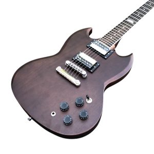 Custom Crown SGJ Chocolate Brown Satin Finish Zebra Coil Humbucker Pickups Guitar