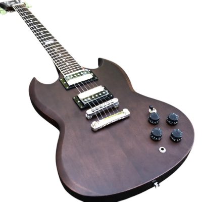 Custom Crown SGJ Chocolate Brown Satin Finish Zebra Coil Humbucker Pickups Guitar - Image 3