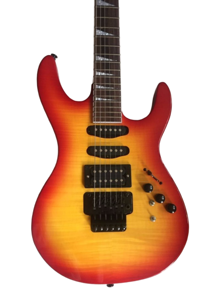 Custom Race Soloist SL2H Red Yellow Tiger Maple Top Guitar Floyd Rose Tremolo