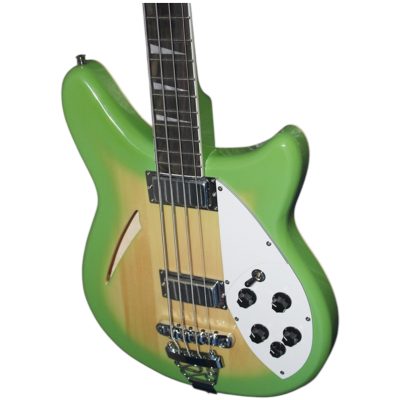 Custom Nova 4005V Limeglo Burst 4 String Bass White Pickguard