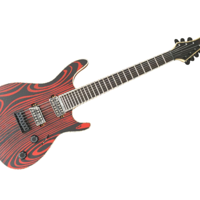 Custom Onyx Gothic Black Red Luminactive 6 String Electric Guitar - Image 2