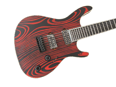 Custom Onyx Gothic Black Red Luminactive 6 String Electric Guitar