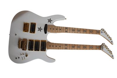 Custom Cinder Richie Sambora Double Neck Jersey Star 6 and 6 String Alpine White Guitar - Image 3