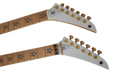 Custom Cinder Richie Sambora Double Neck Jersey Star 6 and 6 String Alpine White Guitar - Image 4