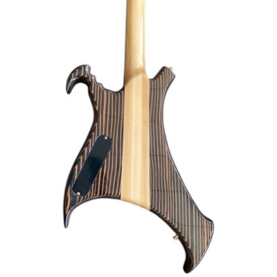 Custom Pulse Buzzard Natural Zebrano Zebrawood Entwistle 4 String Bass Number Inlays - Image 9