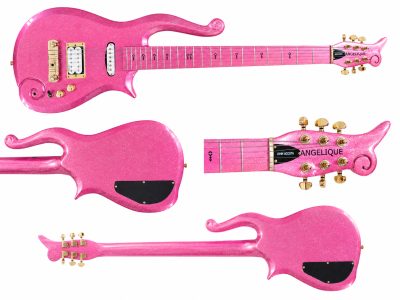 Custom Ember Prince Cloud Pink Sparkle Finish Gold Hardware Guitar - Image 2
