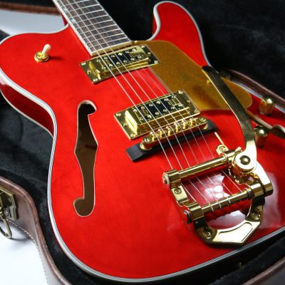 Custom Regent Paul Waller Arch Top Red Orange Bigsby Fhole Guitar - Image 3