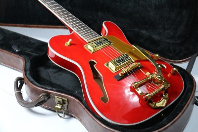 Custom Regent Paul Waller Arch Top Red Orange Bigsby Fhole Guitar - Image 4