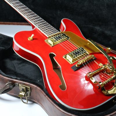 Custom Regent Paul Waller Arch Top Red Orange Bigsby Fhole Guitar - Image 4