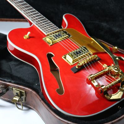 Custom Regent Paul Waller Arch Top Red Orange Bigsby Fhole Guitar - Image 5