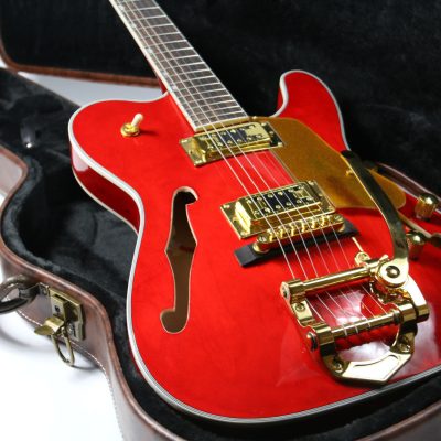 Custom Regent Paul Waller Arch Top Red Orange Bigsby Fhole Guitar - Image 6